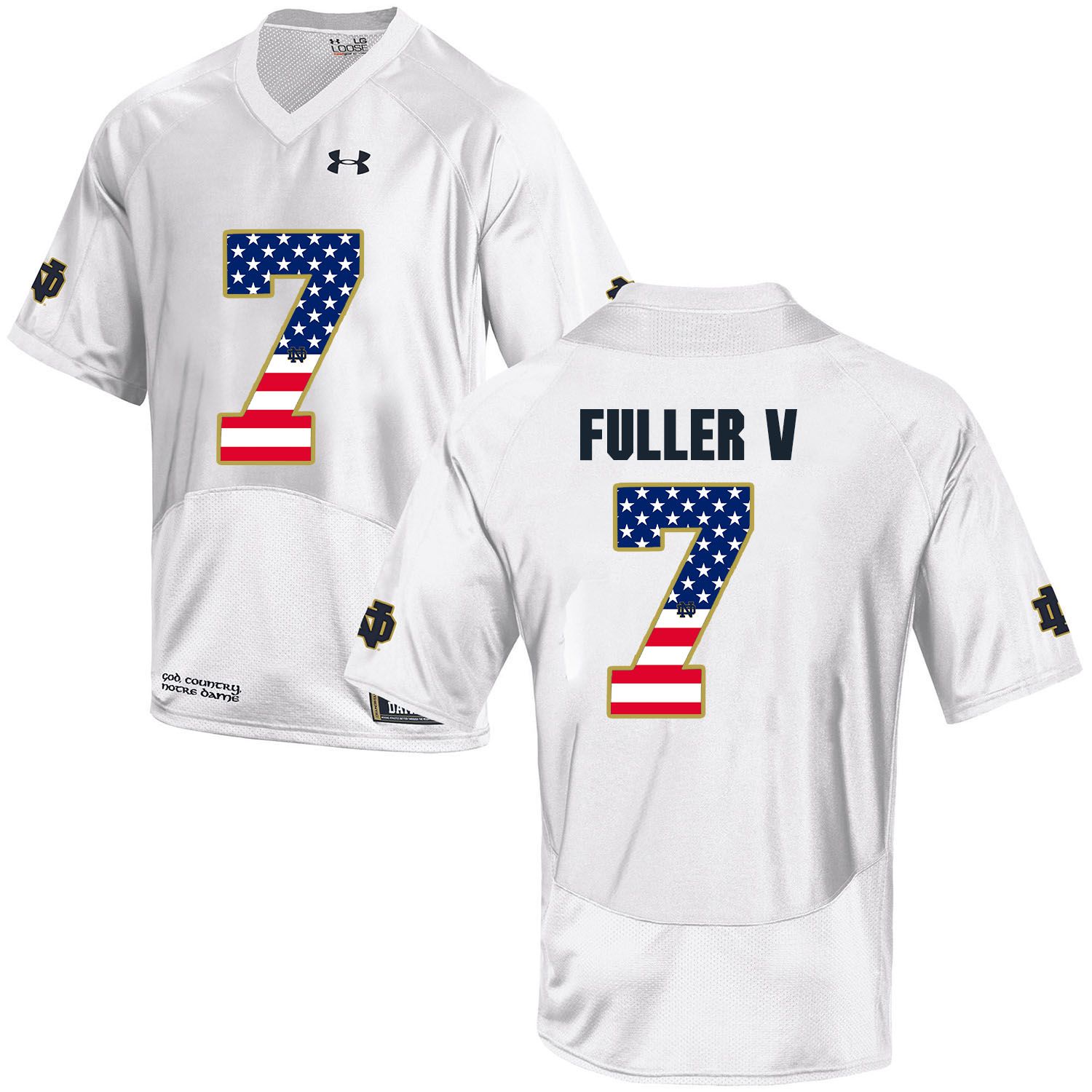 Men Norte Dame Fighting Irish #7 Fuller v White Flag Customized NCAA Jerseys